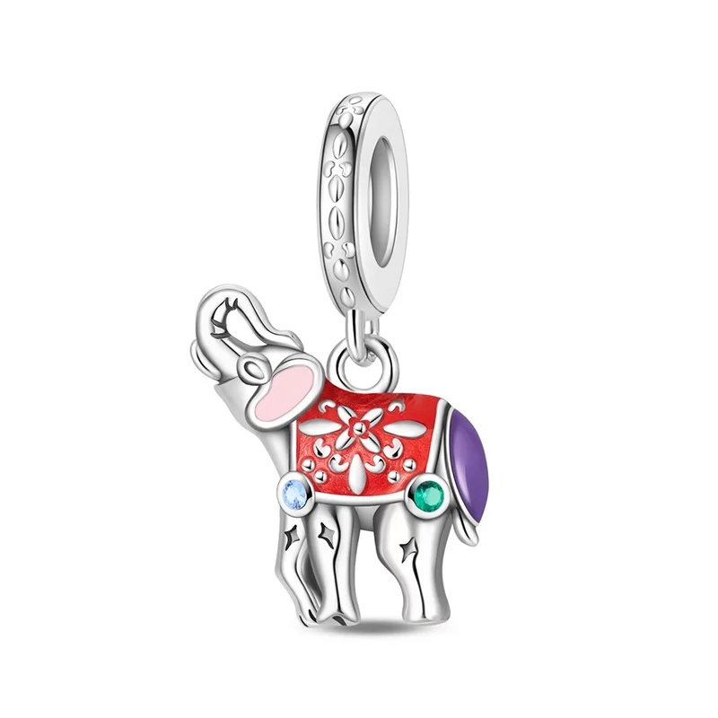 

925 Sterling Silver Lucky Elephant Zircon Charms Pendant Fit 3mm Original Bracelet DIY Women Exquisite Anniversary Jewelry Gifts
