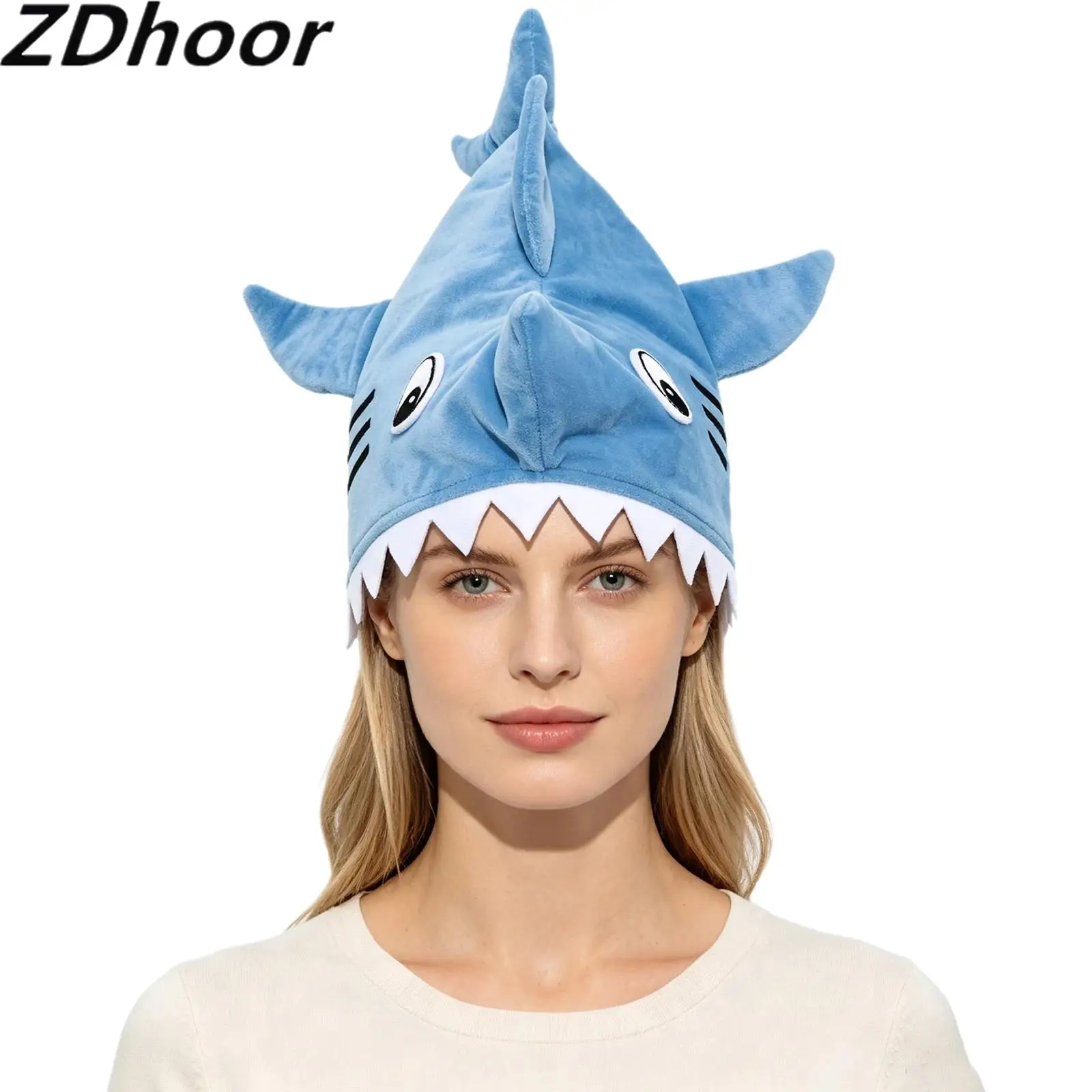Unisex Men Women Fun Shark-shaped Hat Headwear Costume Accessory for Halloween Cosplay Party Performance Photoshoots