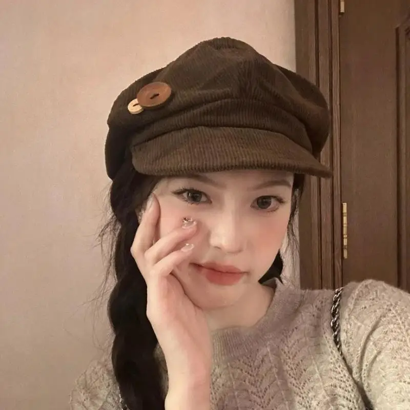 

Corduroy Baseball Caps Keep Warm Adjustable Newspaper Hat Beret Windproof Octagonal Cap Keep Warm Beret Painter Artist Hats