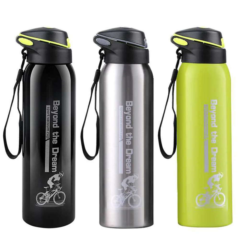 

500ml Vacuum Insulated Water Bottle Stainless Steel Double Wall Leakproof Straw Flip Lid Portable Sports Insulation Bottle