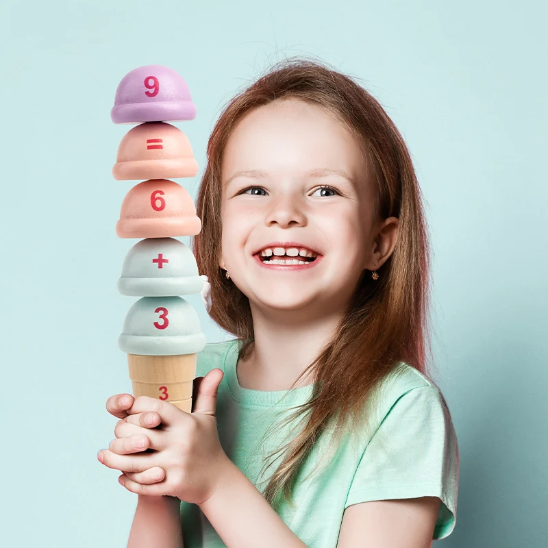 Juguete Montessori divertido juego de emparejamiento de helado de letras, reconocimiento de Color, iluminación de la primera infancia, crecimiento de inteligencia y diversión