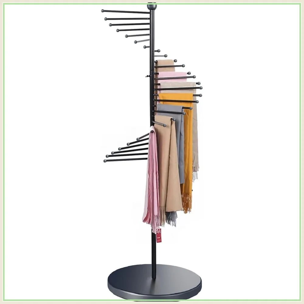 Metal Spiral Scarf Display Rack, Freestanding Hijab Stand for Closet, 42x170cm Black