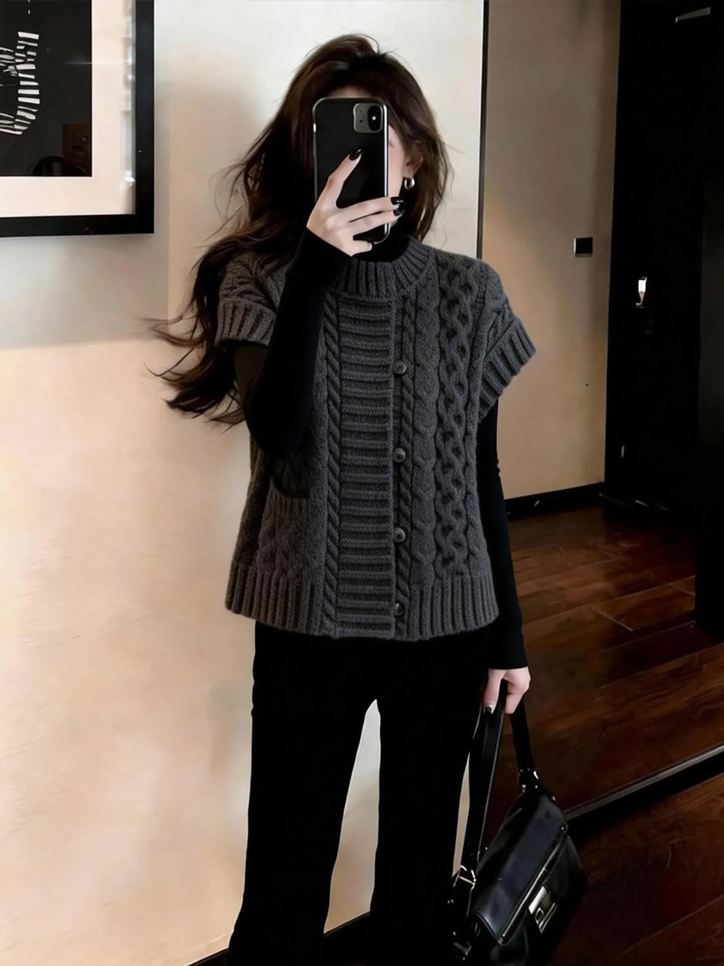 

ay Sve Knitted Sweater Top Single Button Casual Commute Korean Sle Women's Faion Spring New Arrival