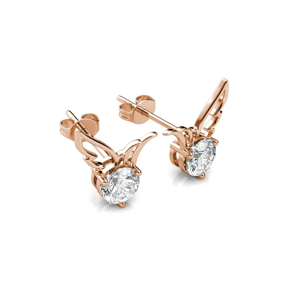 

Daisini Крылатые серьги-гвоздики с покрытием из розового золота, модные украшения, украшенные кристаллами, изысканные латунные украшения, повседневный подарок на вечеринку