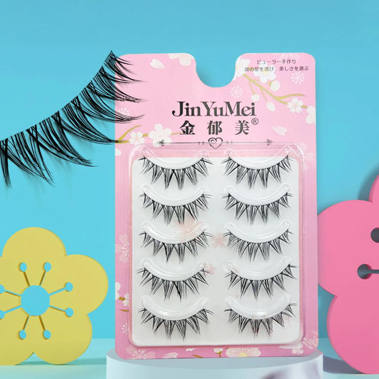 ขนตาปลอมแบบเส้นบางสไตล์เกาหลีสำหรับคอสเพลย์ ขนตาปลอมแบบเป็นช่อฟูฟ่องสำหรับผู้หญิงและเด็กผู้หญิง อุปกรณ์เครื่องสำอาง