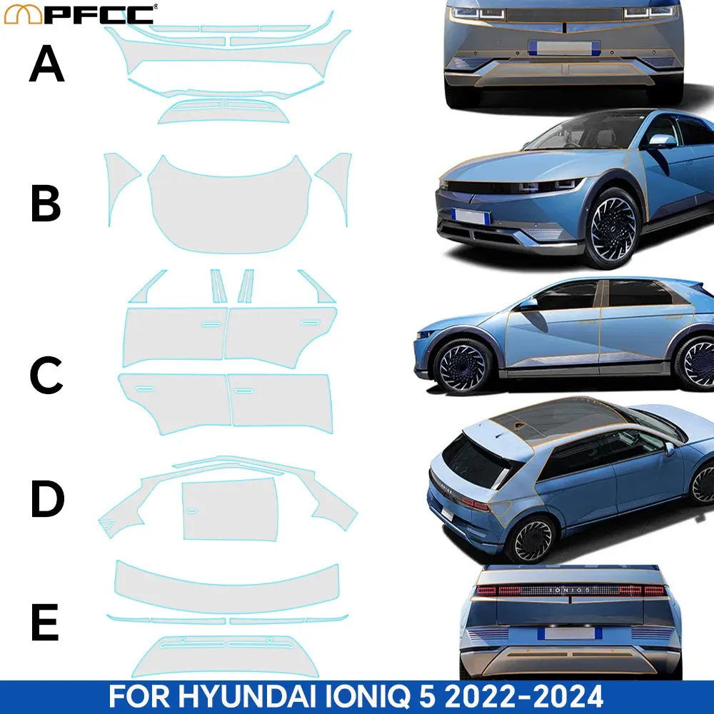 

For Hyundai IONIQ 5 2022 2023 8.5Mil TPU Car Body Paint Protection Film Pre-cut PPF Clear Sticker Kit Anti-scratch Repairable