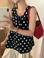 ZANZEA Korean Style Polka Dot Tank Tops Women Sweety Sleeveless Vest 2024 Summer Square Neck Tanks Blouse Vintage Holiday Camis