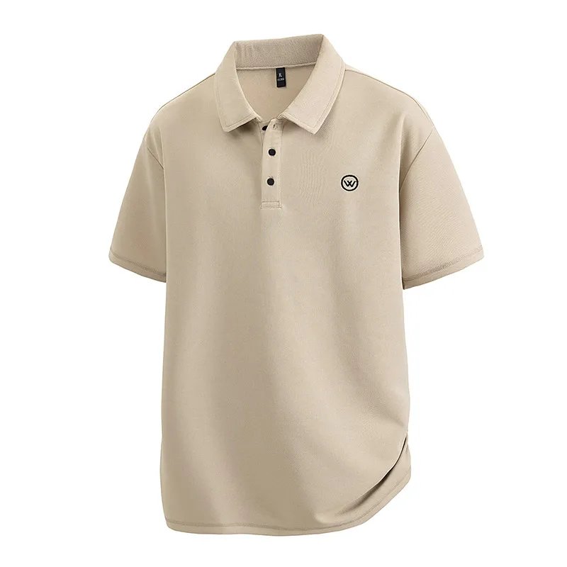 

Бренд BROWON 2025, новая летняя мужская футболка с коротким рукавом и отложным воротником на пуговицах, однотонные деловые футболки для мужчин, футболка