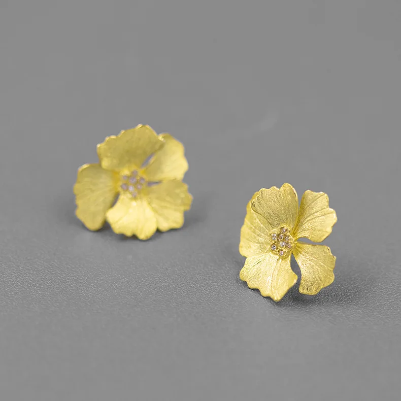 Sterling Silver Flower Brincos, Sonho de Uma Noite de Verão, Francês Haute Couture, Paeony Flor