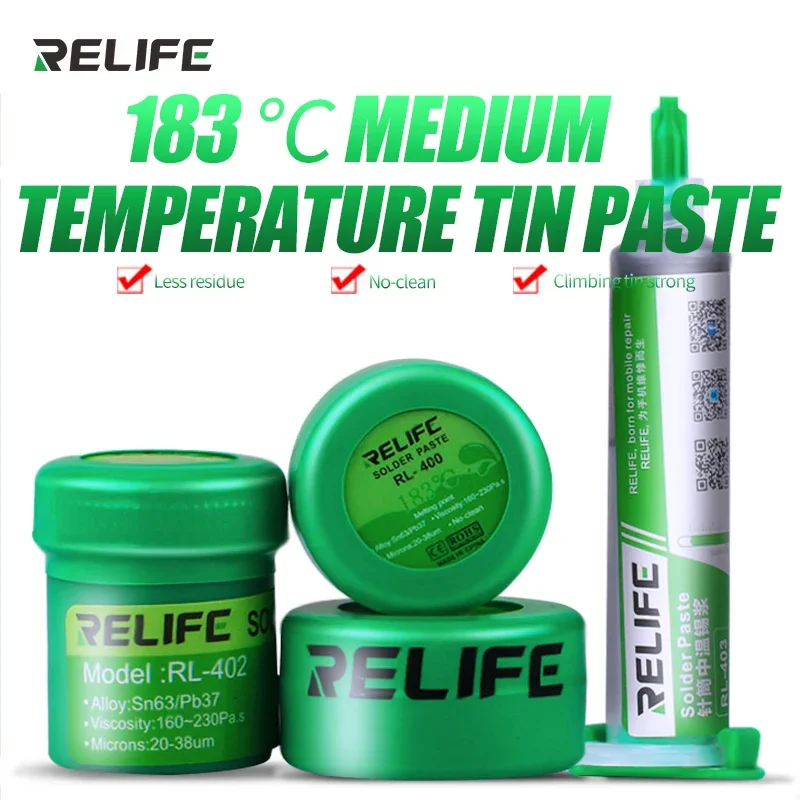 40g RELIFE No-Clean Soldering Paste RL-402 Sn63/Pb67 183 Degree Solder Paste For Phone PCB BGA Reballing Soldering Tool