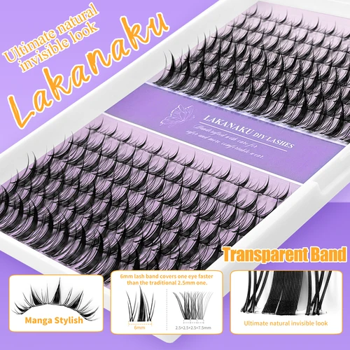 Imagen 2 del producto Pestañas de Manga con puntas, pestañas de anime en racimo, efecto ojo de muñeca, ligeras y esponjosas, fácil aplicación para principiantes, pestañas con puntas