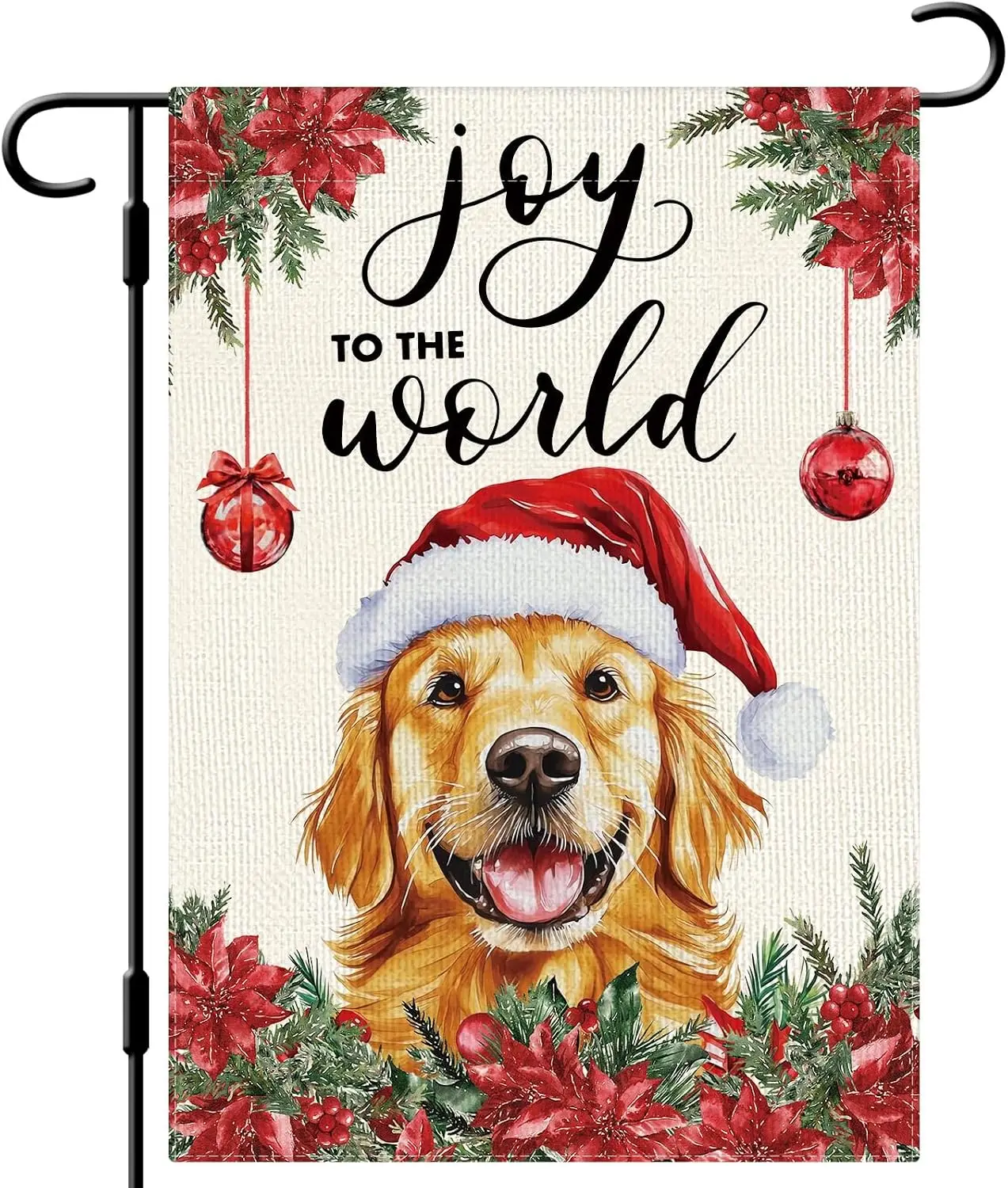 DLZDN Christmas Dog Garden Flag Joy to the World Golden Retriever Dog Flag 12×18 Inch Double Side Vertical Burlap Farmhouse  jaa