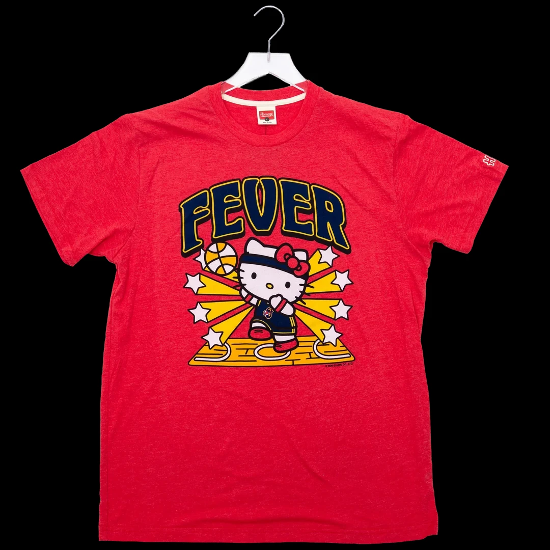 Hello Kitty Fever Basketball Vintage Graphic T‑Shirt O‑Neck Short Sleeve Loose Cotton Sport Cartoon Streetwear Casual Tee Tops