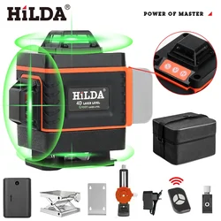 HILDA 3D/4D Laser Level 12/16 Lines Level Self-Leveling 360 Horizontal And Vertical Cross Super Powerful Green Laser Level