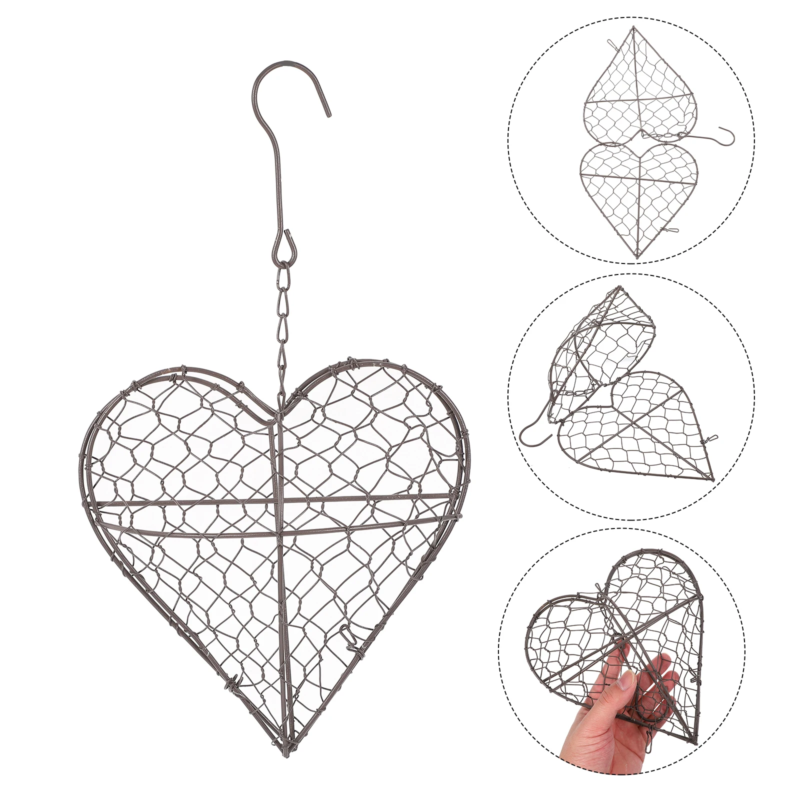 

Heart Shape Iron Hanging Planter Small Space Saving Wall Hanging Flowerpot for Home Office Garden Decorative Plant Basket