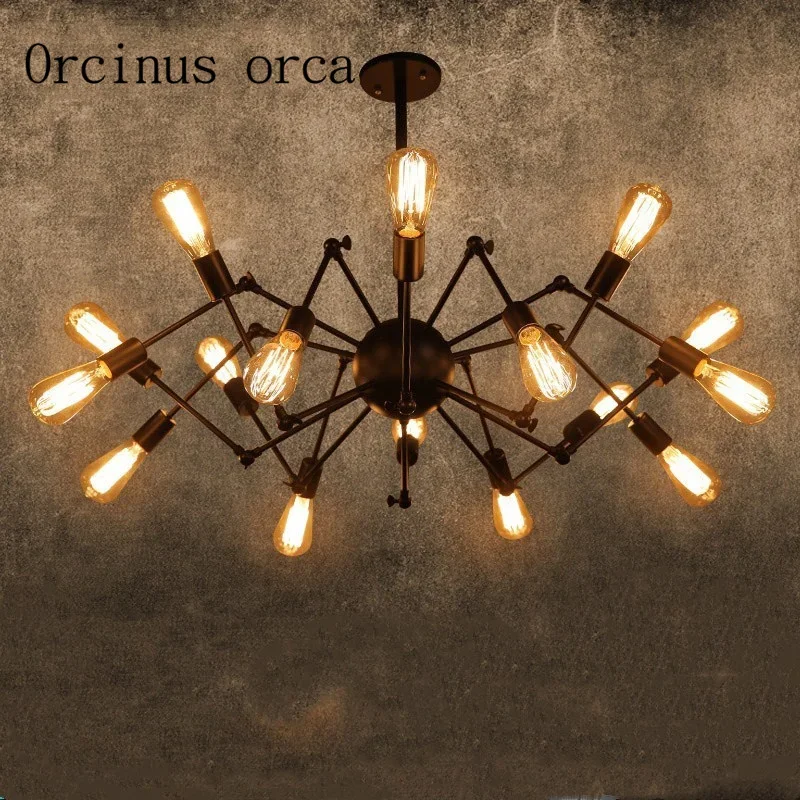 

Industrial wind vintage spiders chandeliers bars clothing stores living rooms Nordic creative personality iron Chandelier