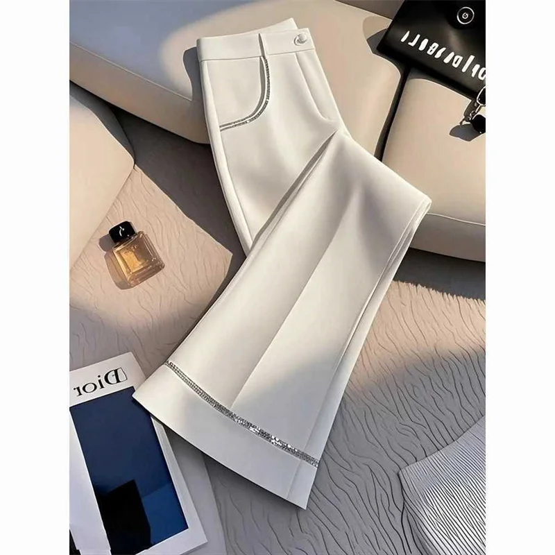 

High-Quality Micro-Pants Women's New Korean Casual Trousers Ladies Spring Autumn 2025 Fashion Beige With High Waist Pants Female