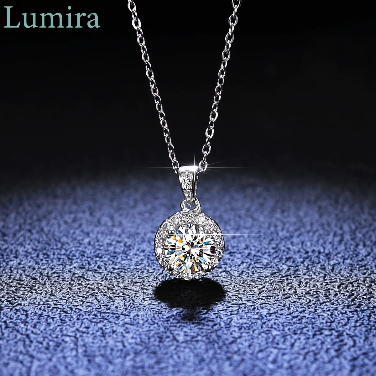 

Lumira Fashion Round Pendant Platinum PT950 Necklace with 1-Carat Moissanite for Women Choker-Style Necklace