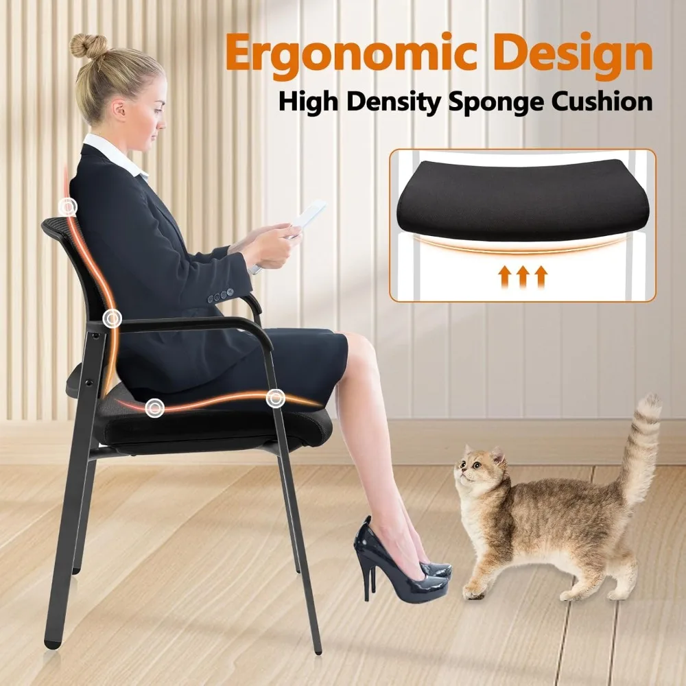 Krzesła biurowe z siatkowym oparciem, nakładane, z tapicerowanym siedziskiem z tkaniny i ergonomicznym wsparciem lędźwiowym, do biura, szkoły, kościoła, na recepcję dla gości.