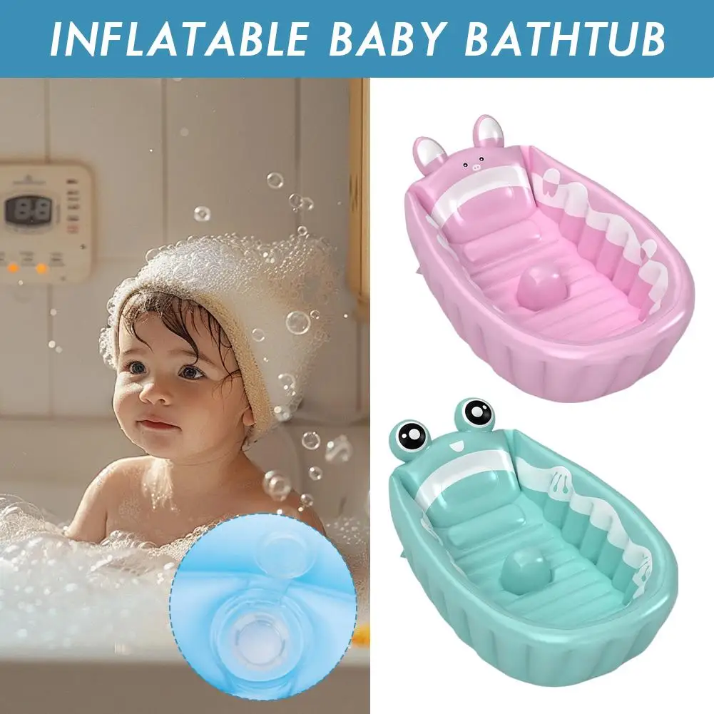 Bañera inflable plegable para bebé, lavabo de ducha inflable con fondo antideslizante suave y seguro para niños, bañera plegable portátil para viaje en casa
