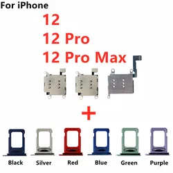 Podwójny czytnik kart Sim złącze Flex Cable Ribbon dla iPhone 12 Pro Max gniazdo karty Sim taca uchwyt części zamienne