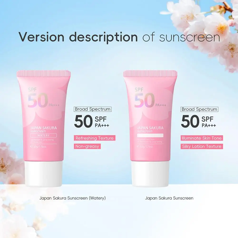 

50g Sakura Face Sunscreen SPF50+ High Efficiency Long-lasting Refreshing Brighten Sunblock Protection Moisturizer And Non-g I2A2