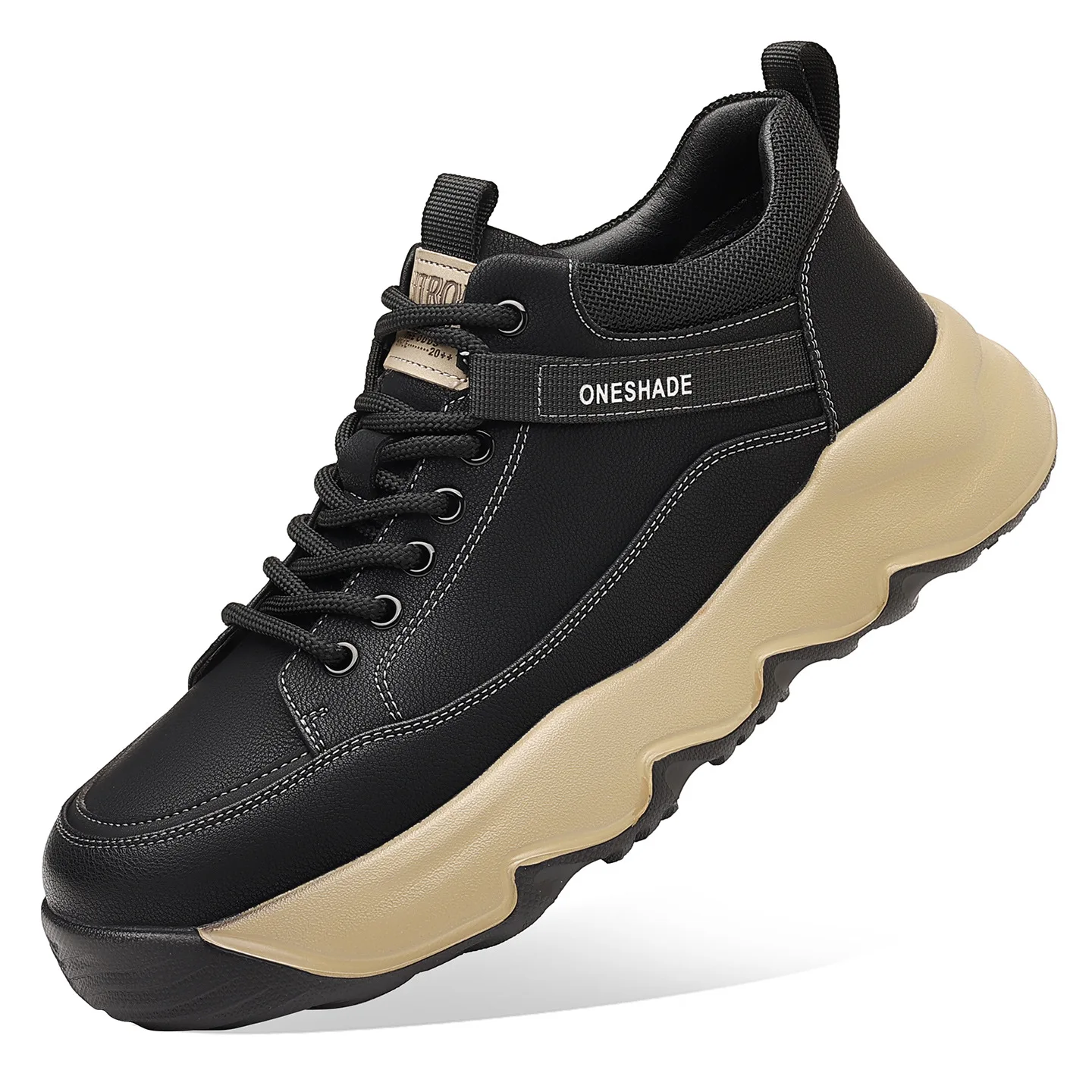 

Cow Leather Sports Shoes for Men Autumn Winter New Designer Platform Sneakers Man Solid Color High Quality Lace Casual Shoe Male