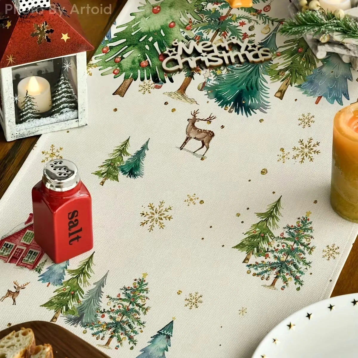 Festive Evergreen Table Runner High Quality Fabric Essential Home Decor Versatile Design