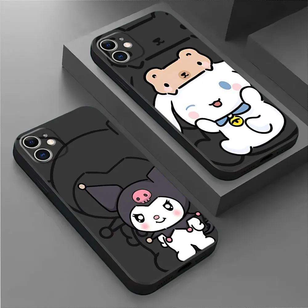 Black Soft Case for Google Pixel 8 Pro 6 Pro 7 Pro 7a 6a Sanrio Cute Kuromi Cover Matte