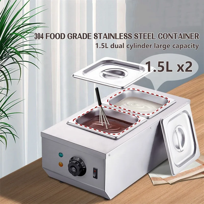 Electric Chocolate Cheese Melting Machine Heater Commercial Double Hot Pot Fountain Boiler Dipping Cylinder Melter Pan Warmer