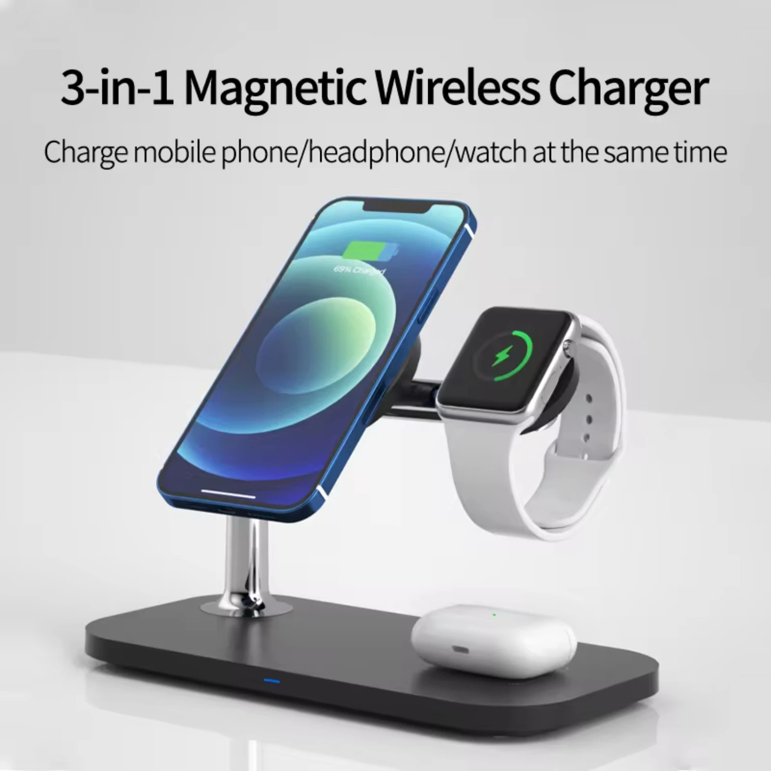 

three in one wireless charger suitable watch earphones wireless charging 15W fast charging
