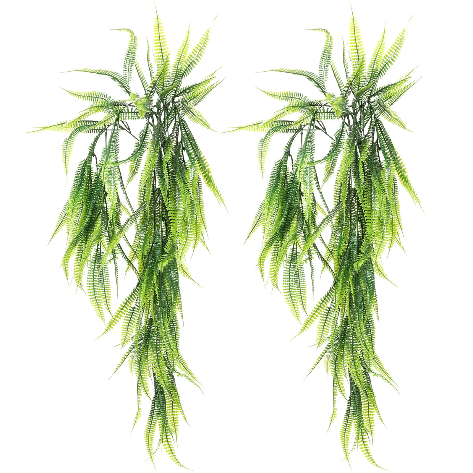 

2Pcs Artificial Rattan Fernwort Hanging Plant Indoor Wall Decor Fake Vine Greenery Simulation Leaves for Home Office Balcony