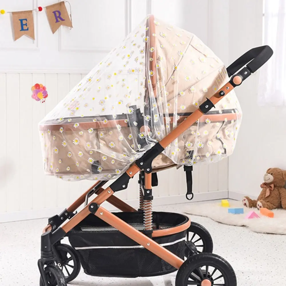 Daisy Pattern Anti-mosquito Breathable Baby Stroller Mosquito Curtain Stroller Accessory Baby Sunshade Mosquito Net Pram Net