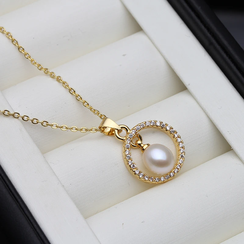 

Cute Natural Freshwater Pearl Pendant Necklace For Women,Wedding White Pearl Necklace Girls Daughter Mother Gift Free Shipping