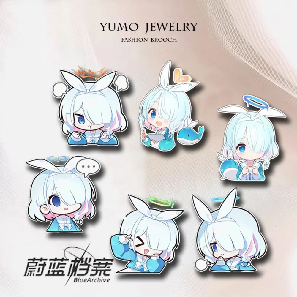 6PCS Anime Blue Archive Badge Brooch Pin Arona Clothes Backpack Decoration Lapel Personalized Chest Tag