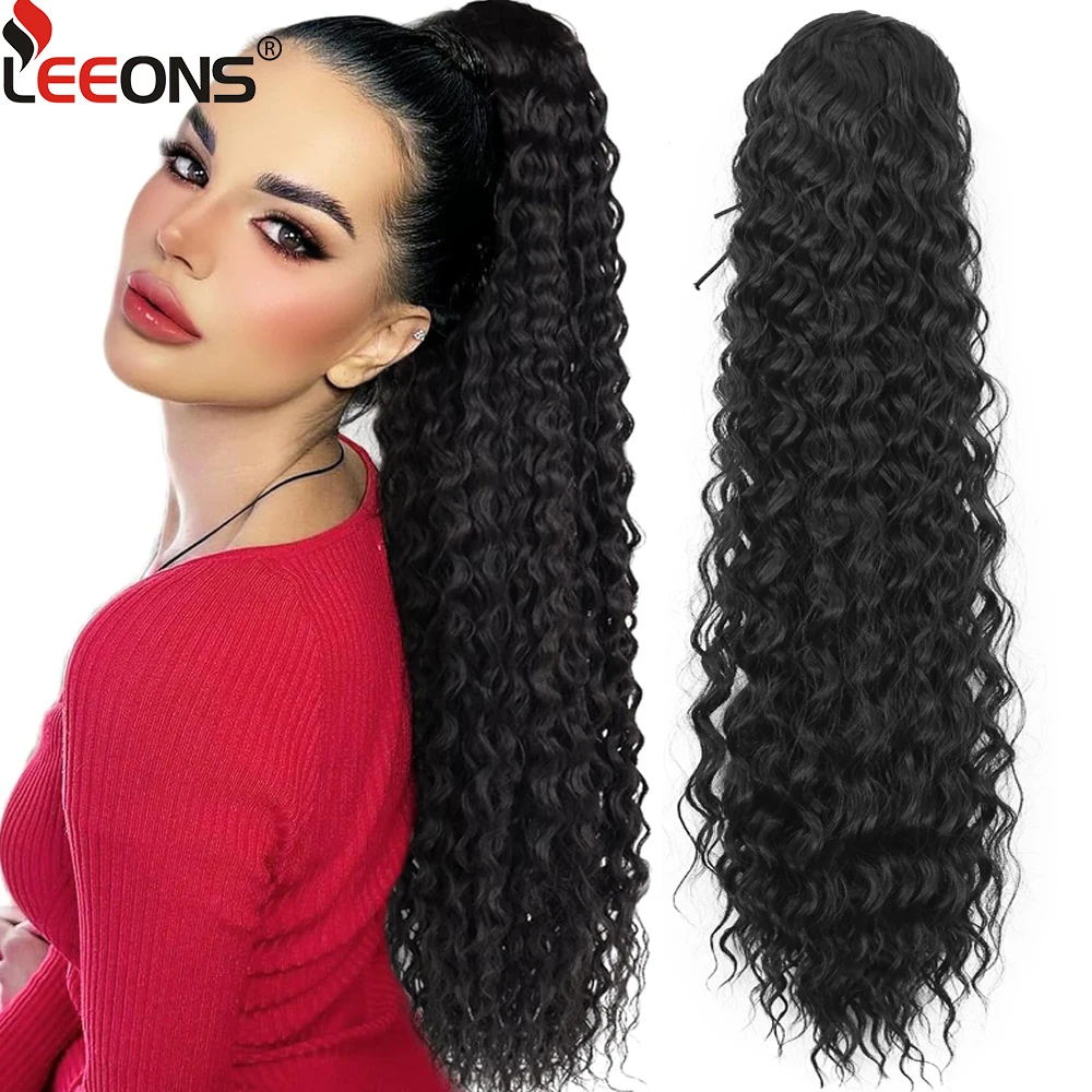 Synthetic 16 22Inch Kinky Curly Ponytail Extensions With Two Clips Drawstring Ponytail Afro Pony Tail Women Hairpiece False