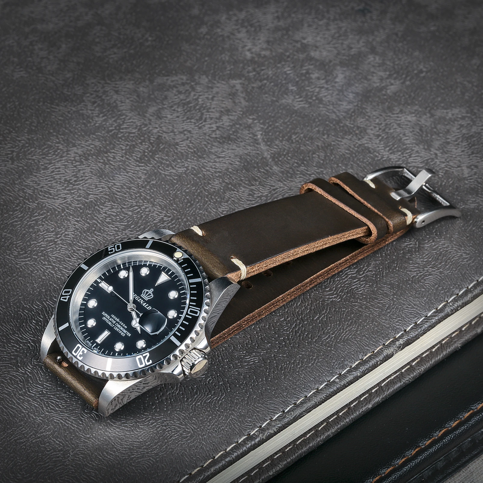 Hemsut cavalo hip couro pulseiras de relógio para homem mulher, horween chromexcel couro liberação rápida artesanal pulseira de relógio macio vintag