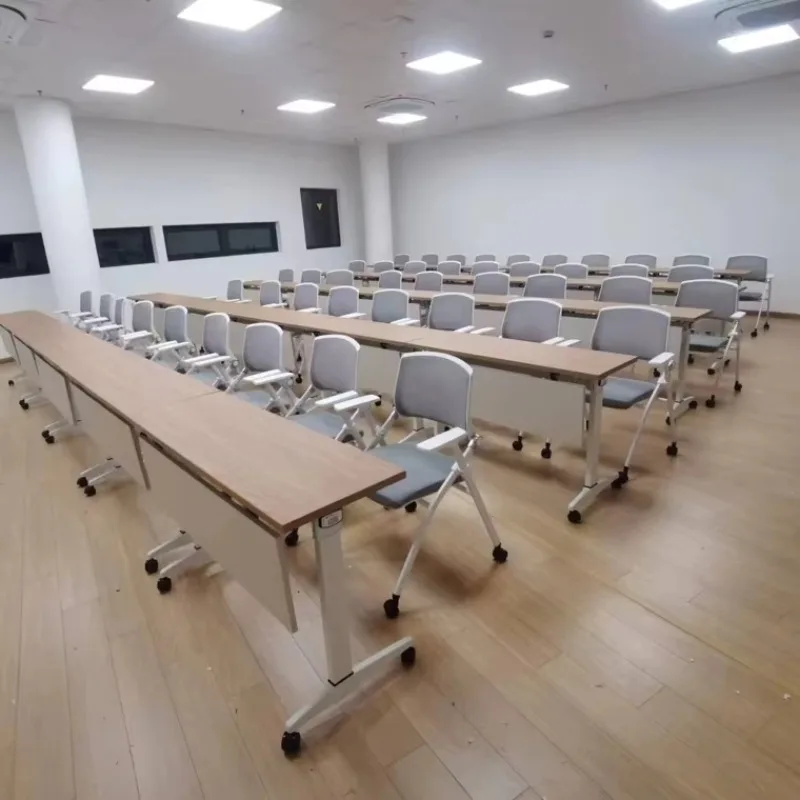 Ergonomic folding steel conference table with modern design and easy storage