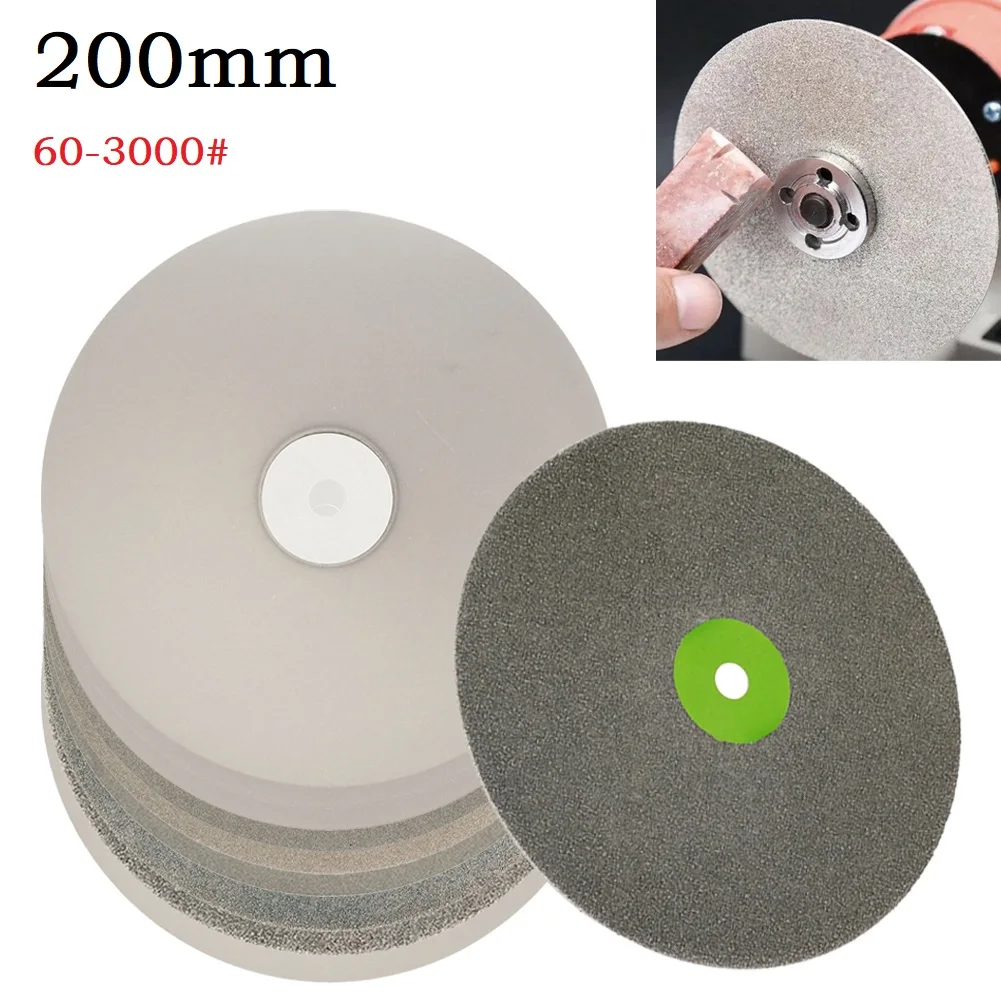 

8Inch 200mm Diamond Coated Lapping Disc Grit 60-3000 1/2in Hole Flat Lap Wheels Abrasive Grinding Disc For Gemstone Jewelry-Rock