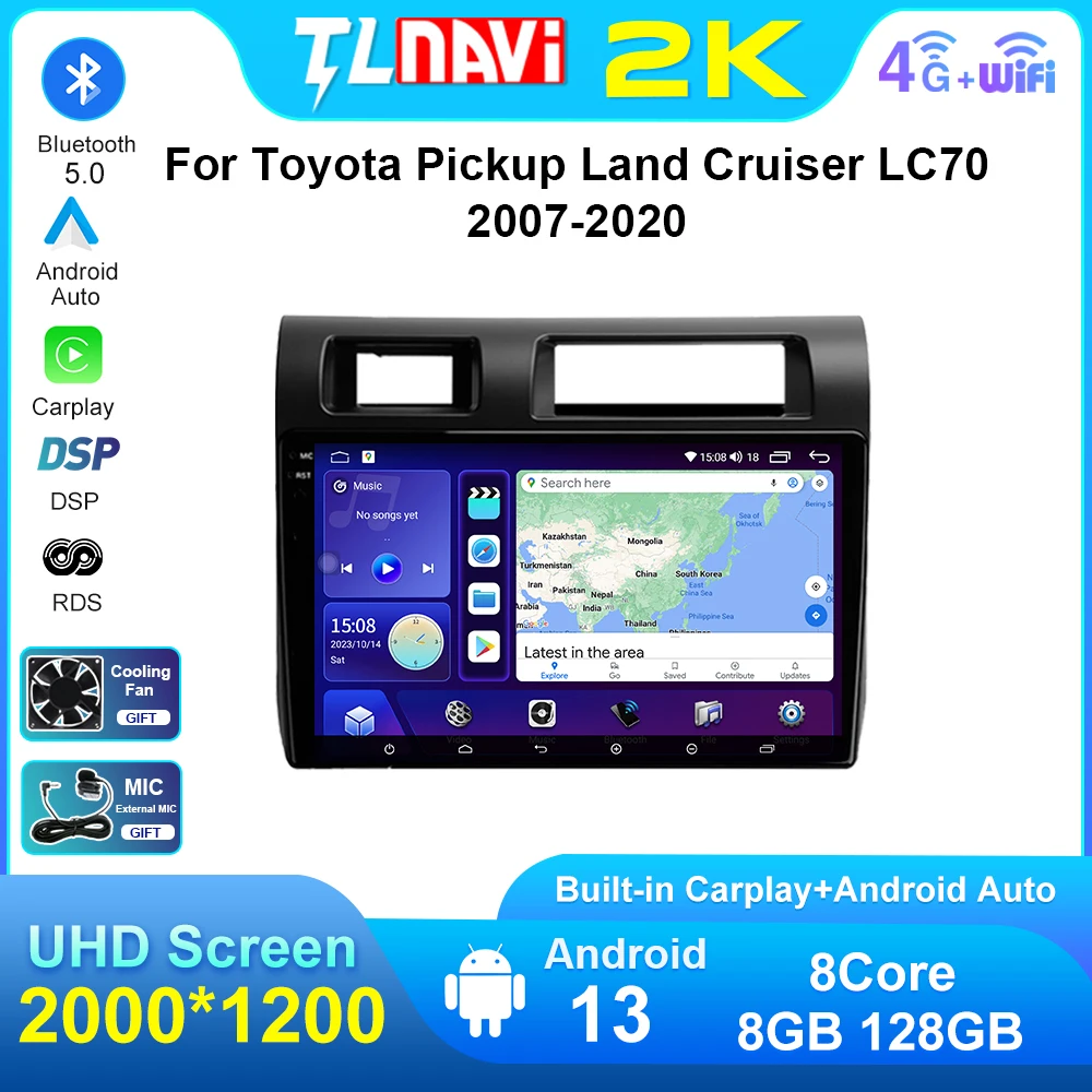 

Car Multimedia Player Radio Octa-Core Android Auto For Toyota Pickup Land Cruiser LC70 79 Series 2007 - 2020 Carplay Head Unit