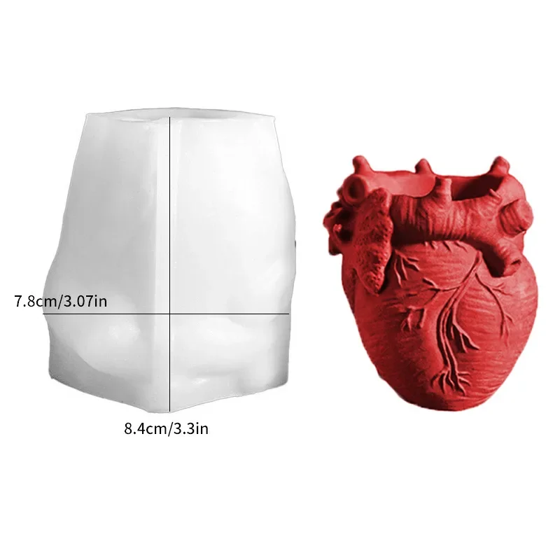 Heart Flowerpot Vase Resin Silicone Mold DIY Resin Casting 3D Heart Organs Pen Holder Gypsum Decoration view 2