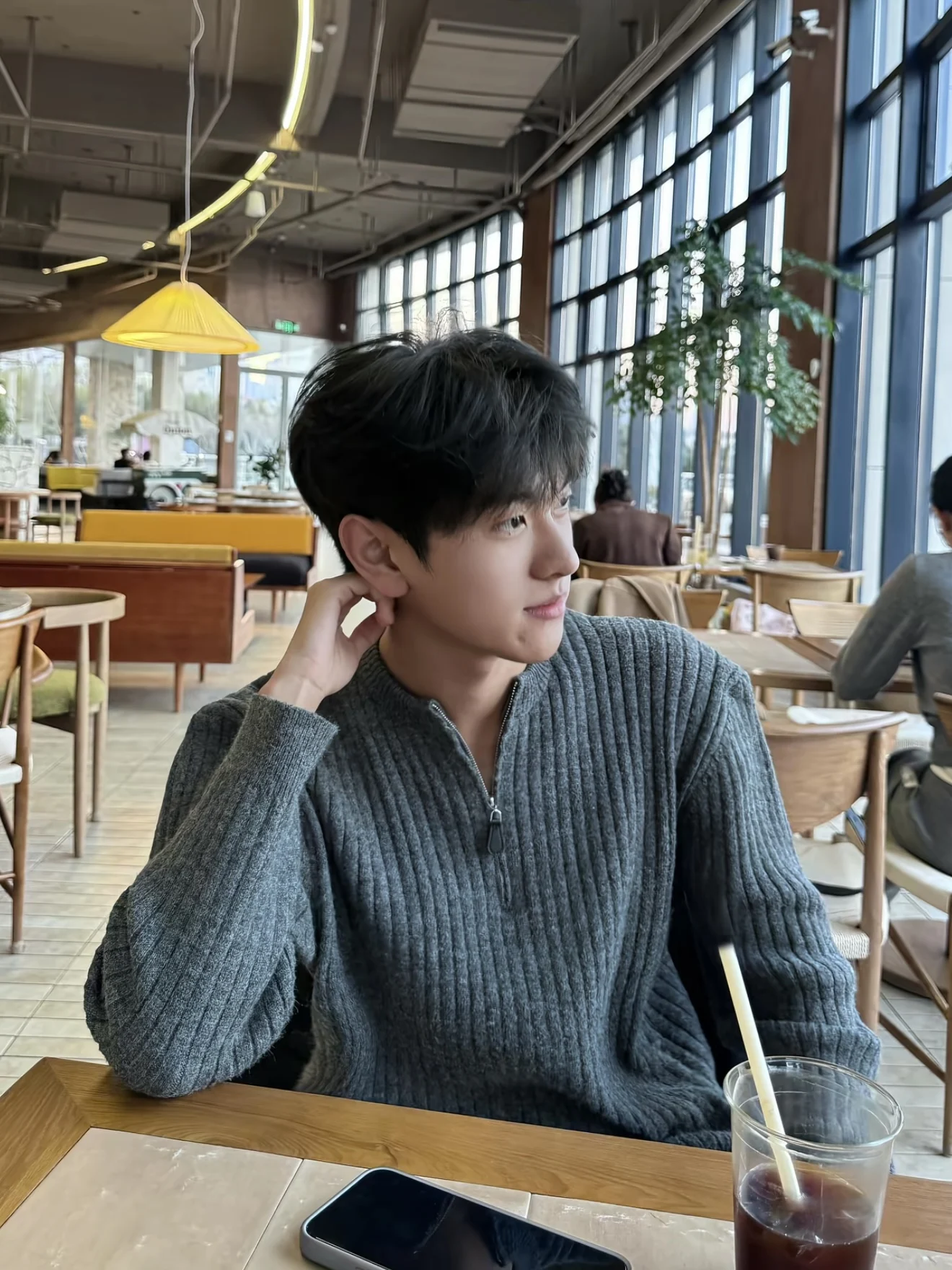 

Korean Sle Lazy f Zip Hoodie Men's Autumn Winter Casual Loose Soft Versatile Knitted Sweater Breathable Long Sve Poly...