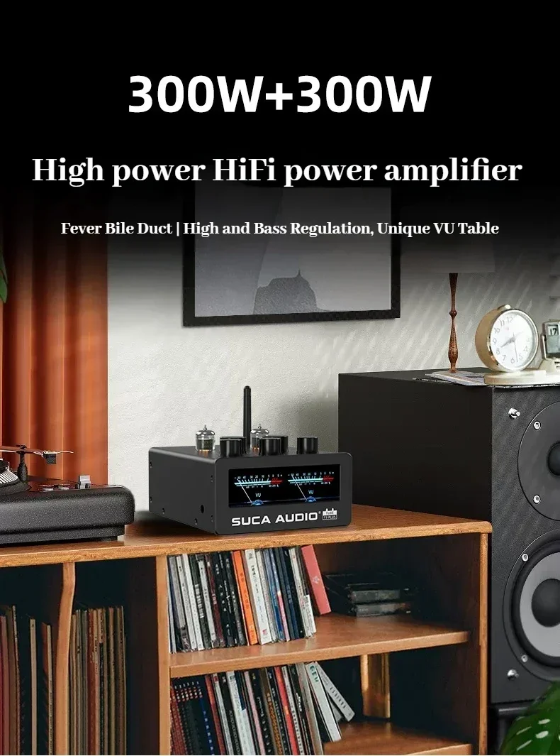 SUCA AUDIO TUBE-T3 PLUS 300W*2 Bluetooth 5.1 HiFi fever digital post-stage home small tube power amplifier