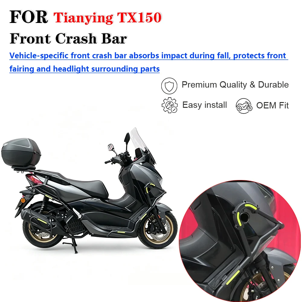 For Tianying TX150 TY150T‑28D Motorcycle Front Crash Bar Bumper Guard Anti‑Fall Protector Modification Accessories