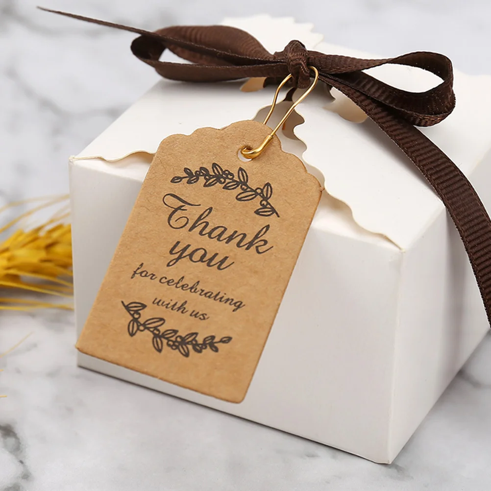 

200pcs Gift Card Tags Thank You Labels Paper Kraft White Brown Wedding Party Decorations Craft Supplies Teacher Appreciation