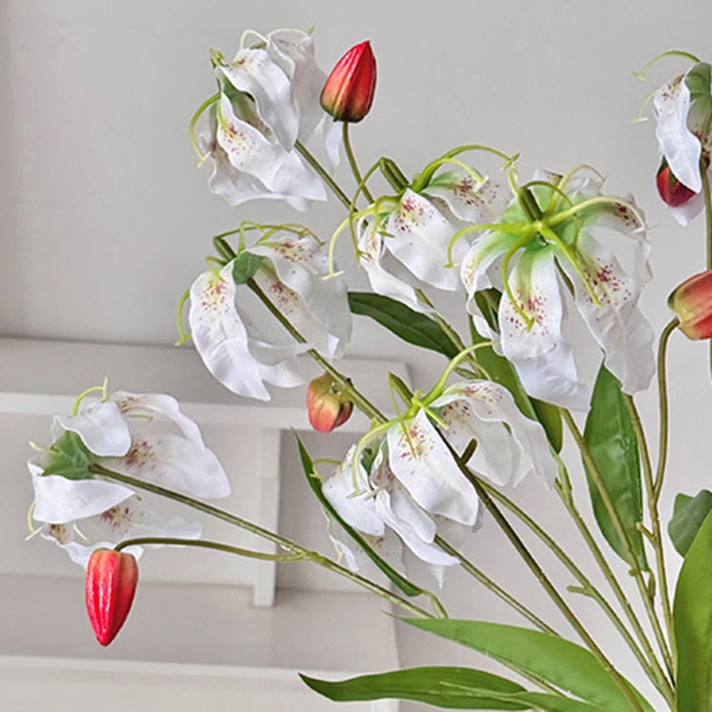 Artificial Gloriosa Flower with Flame Like Petals for Home Decor Use in Dining or Living Areas with Natural Appearance