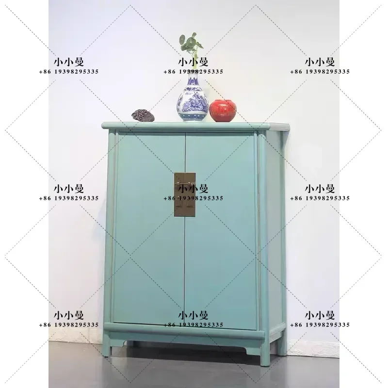 for New Chinese Style Solid Wood Shoe Cabinet Household Door Porch Entry Foyer Locker Storage Decorative Paint Cabinet