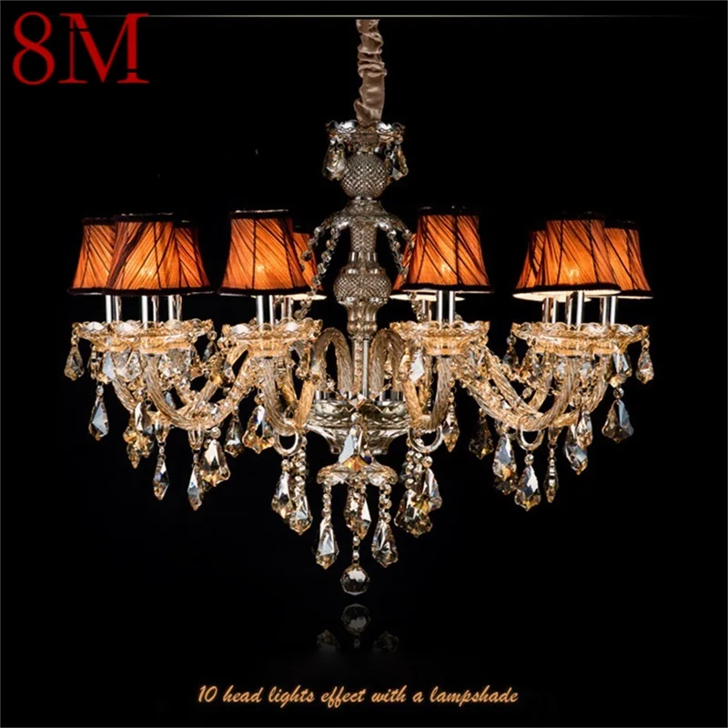 

8M American Style Chandelier Lamp LED Pendant Candle Hanging Light Luxury Fixtures for Home Decor Villa Hall