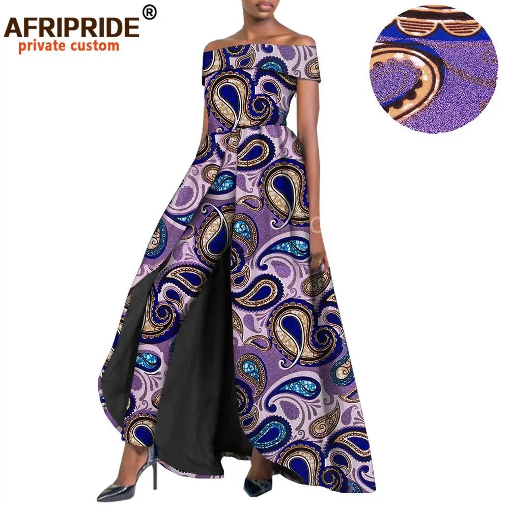 

2024 African Style Women 2 Piece Suit for Lady Long Splits Dress+long Ankara Pants Dashiki Real Wax Print AFRIPRIDE A1926005