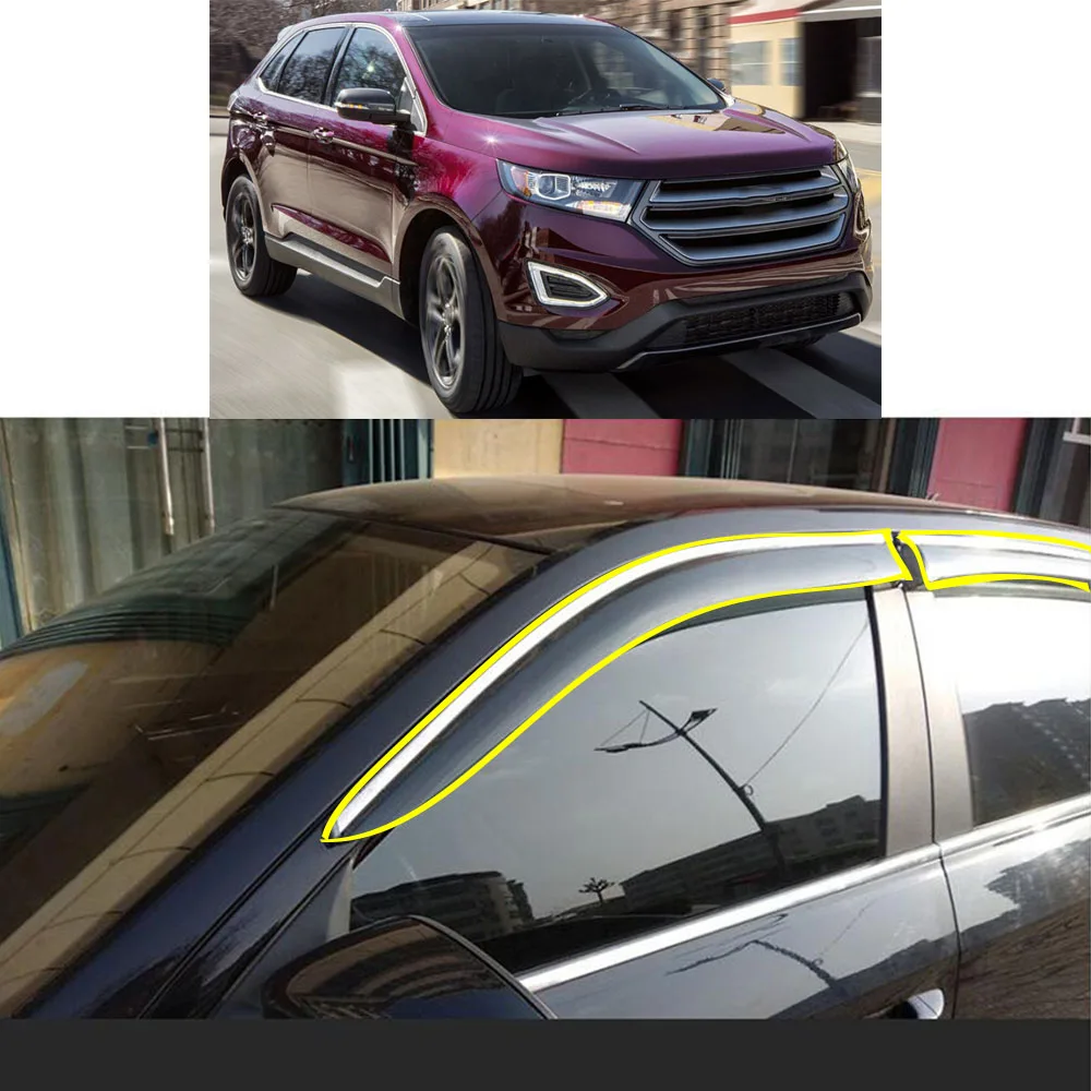 

Car Body Styling Sticker Plastic Window Glass Wind Visor Rain/Sun Guard Vent Parts For Ford EDGE 2015 2016 2017 2018 2019